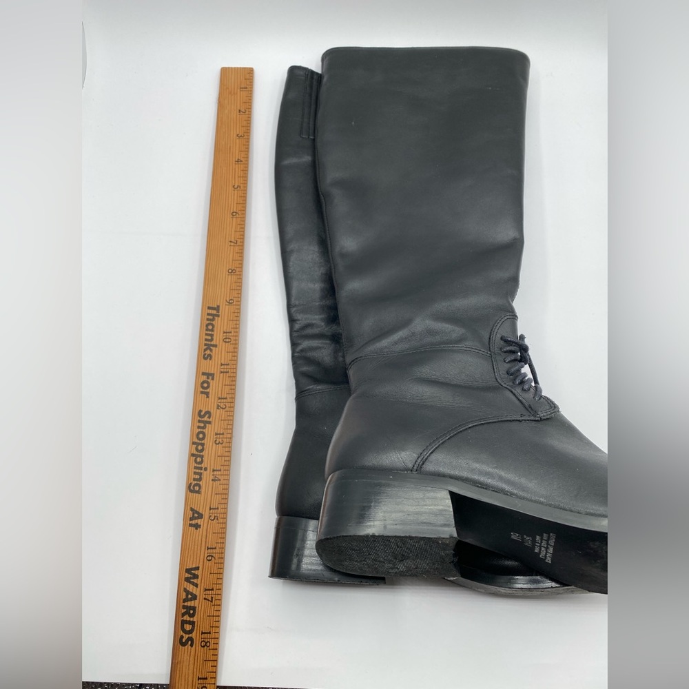Markon Black Leather Tall Lace-Up Boots - Size 6M - Picture 6 of 8